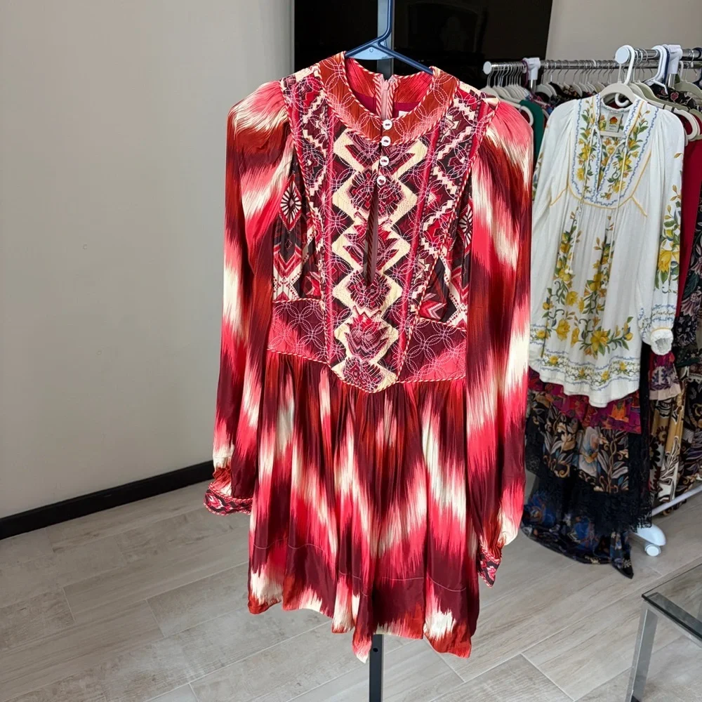 Farm Rio: Red Amanda Stripes Tapestry Quilted Mini Dress
